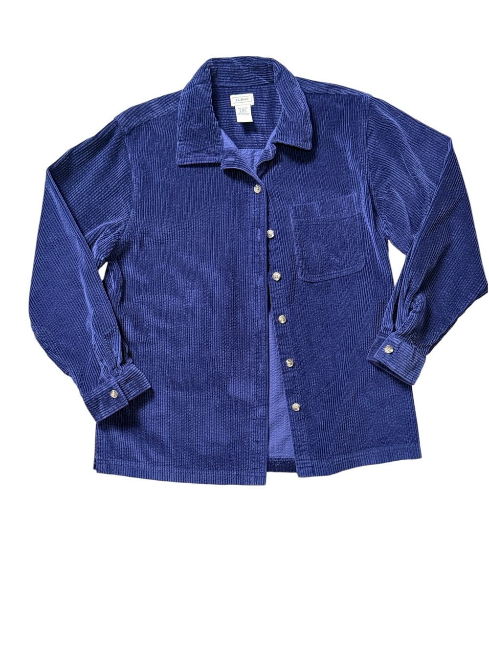 L.L.Bean Navy Blue Corduroy Button Down Overshirt Shirt Jacket S - Picture 2 of 10